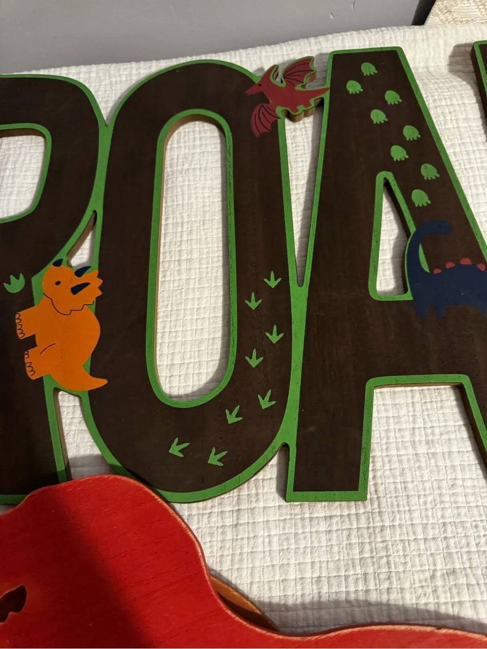 Hobby Lobby Big Wooden Colorful “ROAR” 24” Long Wall Decor Dinosaur Themed